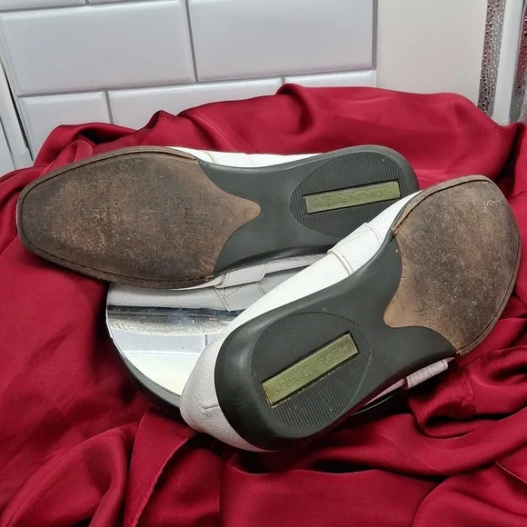 Donald J. Pliner white leather loafers made in Italy Sz 7.5 men's - Picture 5 of 5